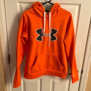 UNDER ARMOUR EUC women's sweatshirt hoodie big logo in orange gray white Medium